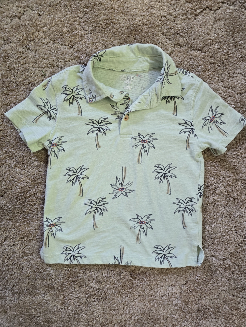 Boys Light Green Palm-Print Polo Shirt